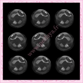 5 globes plats en forme de dôme en verre de 25mm