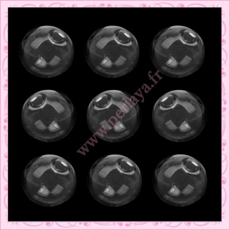5 globes plats en forme de dôme en verre de 25mm