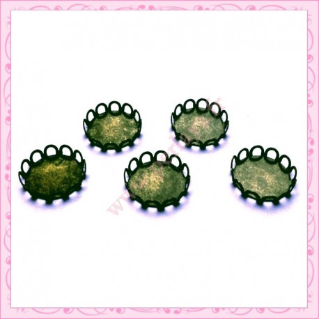 Lot de 5 supports pour globe ou cabochon 12.5mm bronze