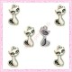  15 breloques en métal argentées chat 1.7cm