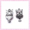  15 breloques hibou en métal argentées 2.6cm