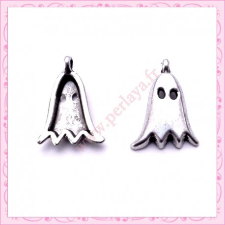  15 breloques fantôme en métal argentées 2cm