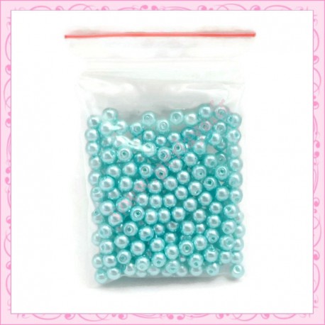 Lot de 200 perles nacrées en verre vert turquoise 4mm