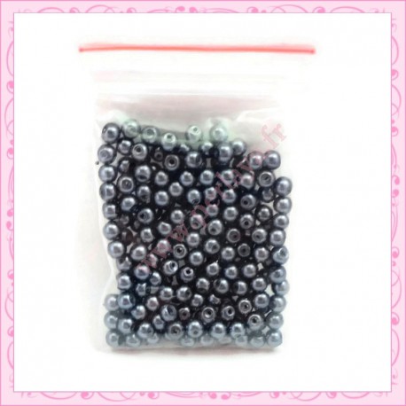 Lot de 200 perles nacrées en verre marron 4mm