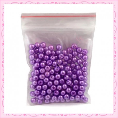 Lot de 200 perles nacrées en verre violette 4mm
