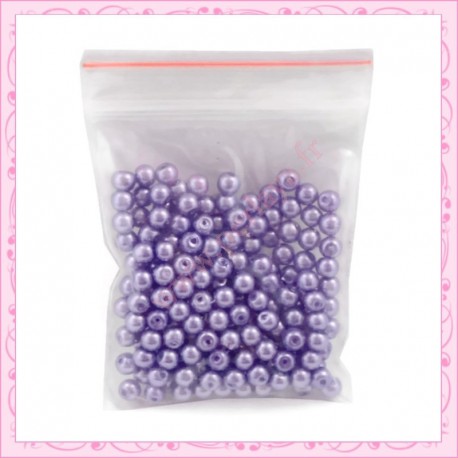 Lot de 200 perles nacrées en verre bleu 4mm