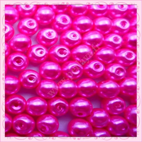 Lot de 200 perles nacrées en verre rose 6mm