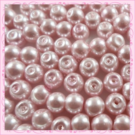 Lot de 200 perles nacrées en verre rose 6mm