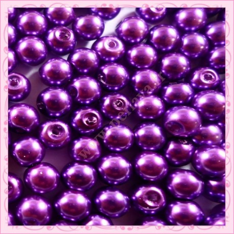 Lot de 200 perles nacrées en verre violette 6mm