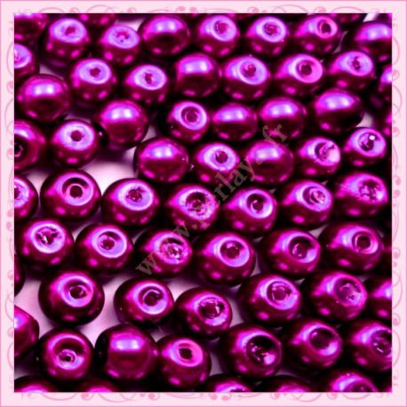 Lot de 200 perles nacrées en verre violette 6mm