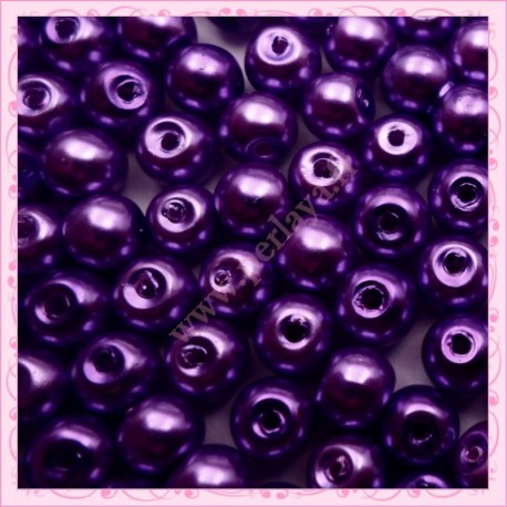 Lot de 200 perles nacrées en verre violette 6mm