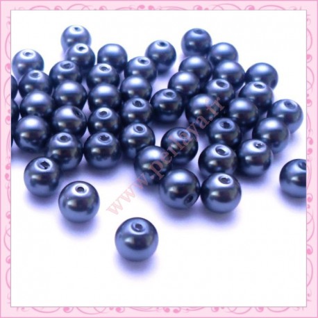  50 perles en verre nacrées 8mm gris hématite