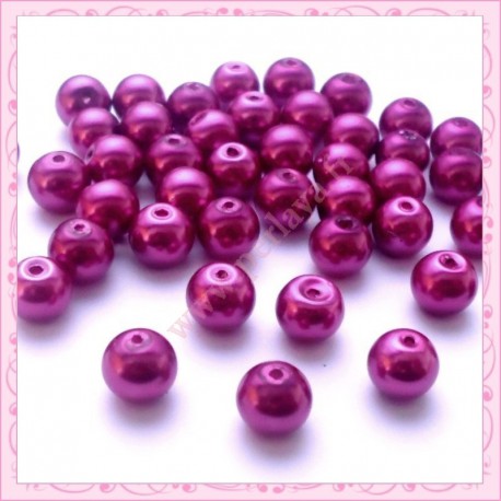  50 perles en verre nacrées 8mm rouge
