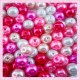 Mix de 150 perles nacrées en verre PINKLOVE : rouge, rose, fushia, blanc