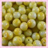  100 perles en verre jaune - blanche effet tacheté