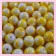 Lot de 100 perles en verre jaune - blanche effet tacheté