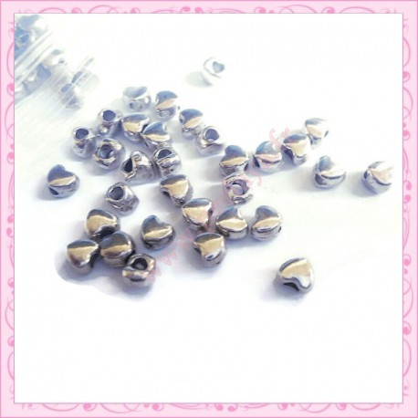 lot de 50 mini coeur en métal argenté 