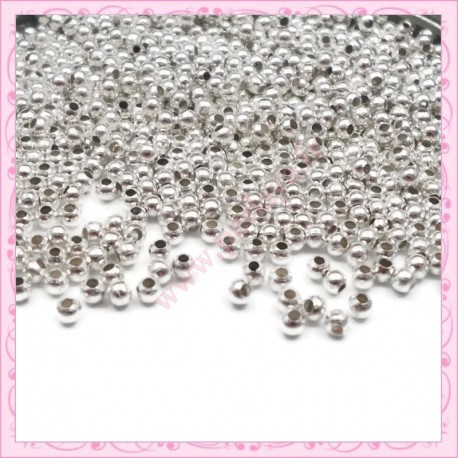 Lot de 500 perles rondes en métal argentées 3mm