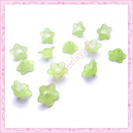 lot de 50 fleurs lucite verte 13mm