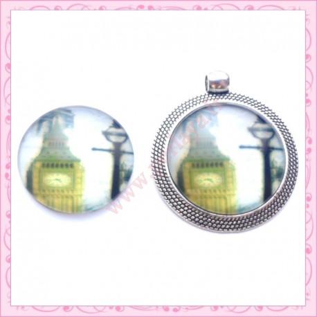 Cabochon en verre rond 25mm Big Ben