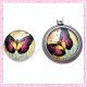 Cabochon en verre rond 25mm papillon