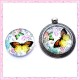 Cabochon en verre rond 25mm papillon