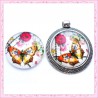 Cabochon en verre rond 25mm papillon