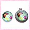 Cabochon en verre rond 25mm papillon