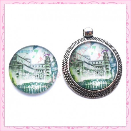 Cabochon en verre rond 25mm Tour de Pise