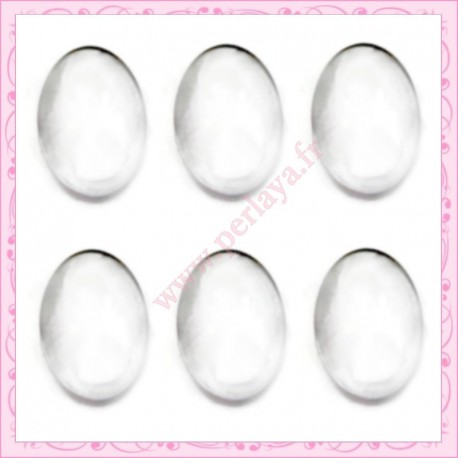 Lot de 20 cabochons en verre ovales 18x25mm transparent