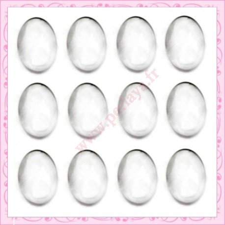 Lot de 50 cabochons en verre ovales 18x13mm transparent