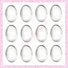  50 cabochons en verre ovales 18x13mm transparent