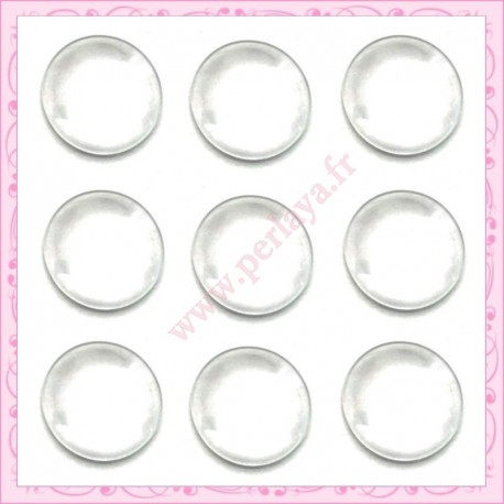 Lot de 20 cabochons en verre 20mm transparent