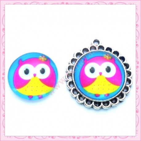 Cabochon en verre rond 20mm hibou