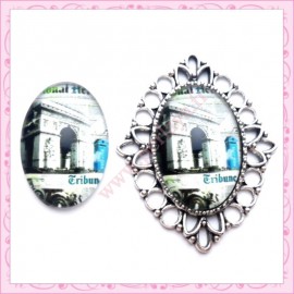 Cabochon en verre oval 18x25mm Arc de Triomphe