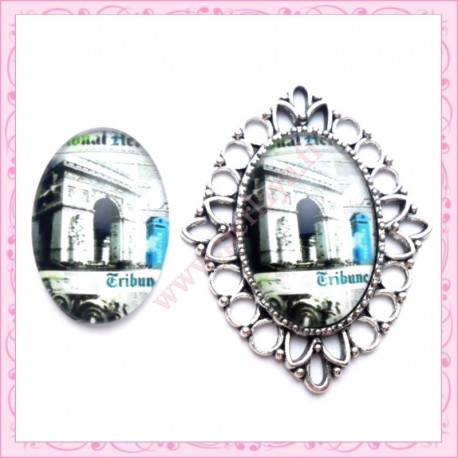 Cabochon en verre oval 18x25mm Arc de Triomphe