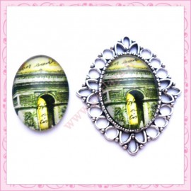 Cabochon en verre oval 18x25mm Arc de Triomphe