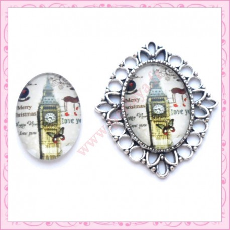 Cabochon en verre oval 18x25mm Big Ben