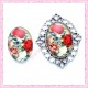 Cabochon en verre oval 18x25mm floral