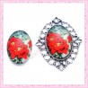 Cabochon en verre oval 18x25mm floral