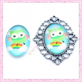 Cabochon en verre oval 18x25mm hibou