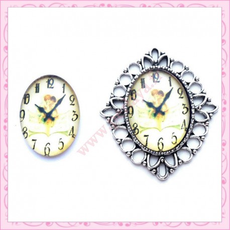 Cabochon en verre oval 18x25mm horloge