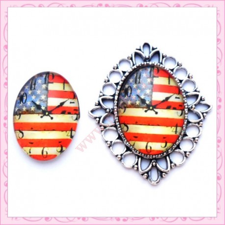Cabochon en verre oval 18x25mm horloge USA