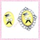 Cabochon en verre oval 18x25mm moustache