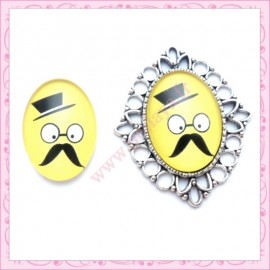 Cabochon en verre oval 18x25mm moustache