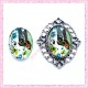 Cabochon en verre oval 18x25mm papillon