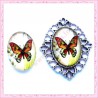Cabochon en verre oval 18x25mm papillon