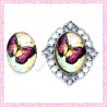 Cabochon en verre oval 18x25mm papillon
