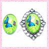 Cabochon en verre oval 18x25mm papillon