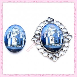 Cabochon en verre oval 18x25mm Taj Mahal